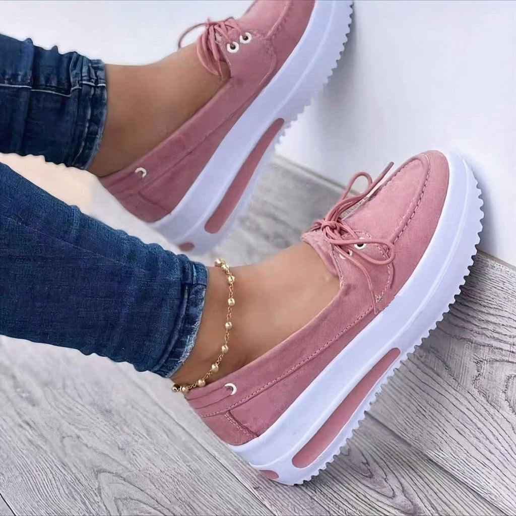Platform loafers with laces for women