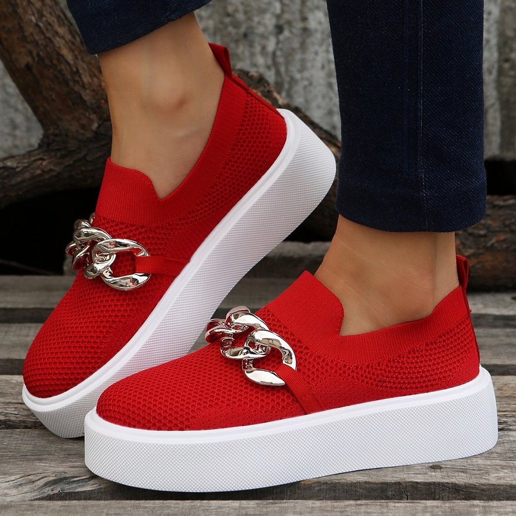 Platform loafers with metal chain