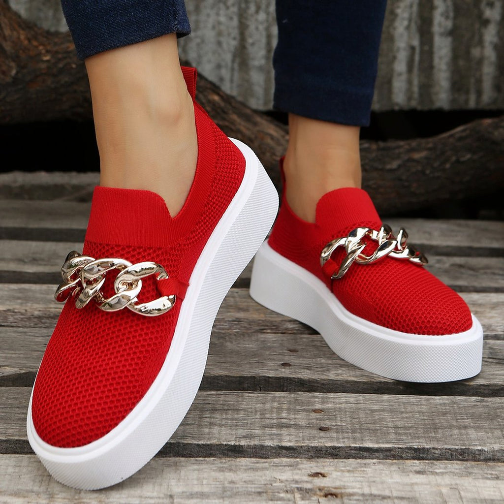 Platform loafers with metal chain