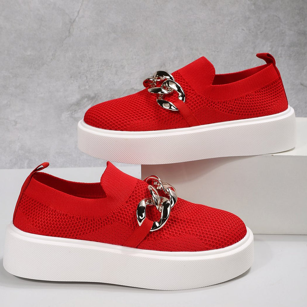 Platform loafers with metal chain