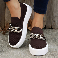 Platform loafers with metal chain, Brown