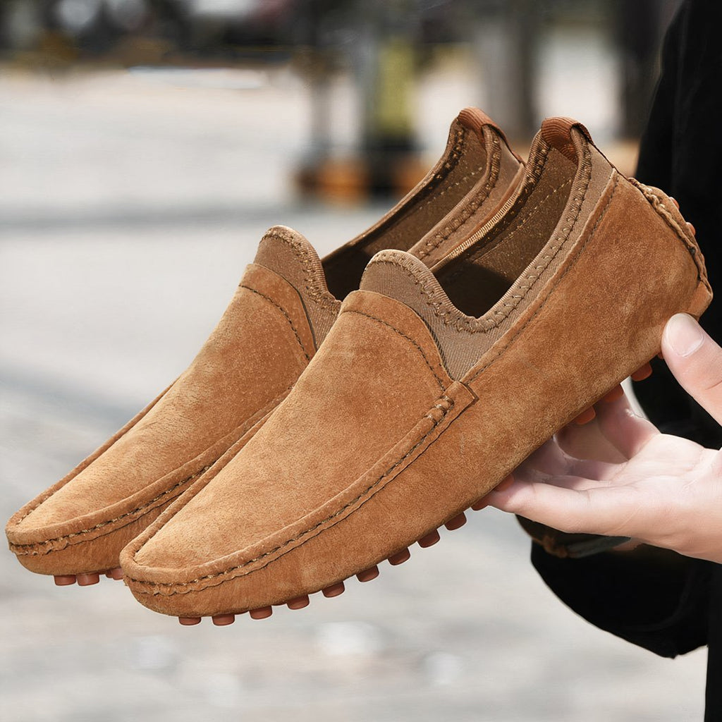 Soft, non-slip orthopedic suede loafers for men