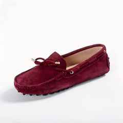 Soft suede loafers for women, Burgundy