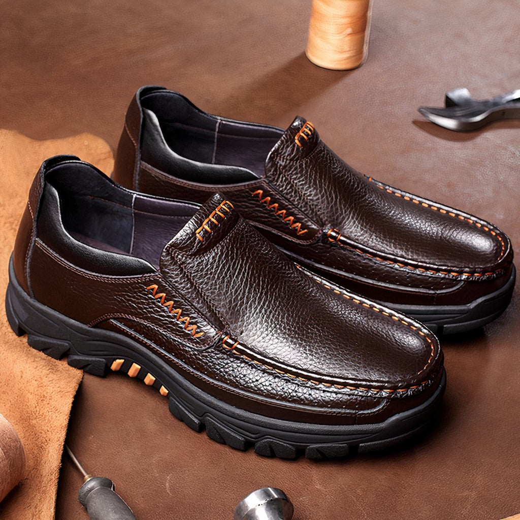 Soft synthetic leather orthopedic loafers for men