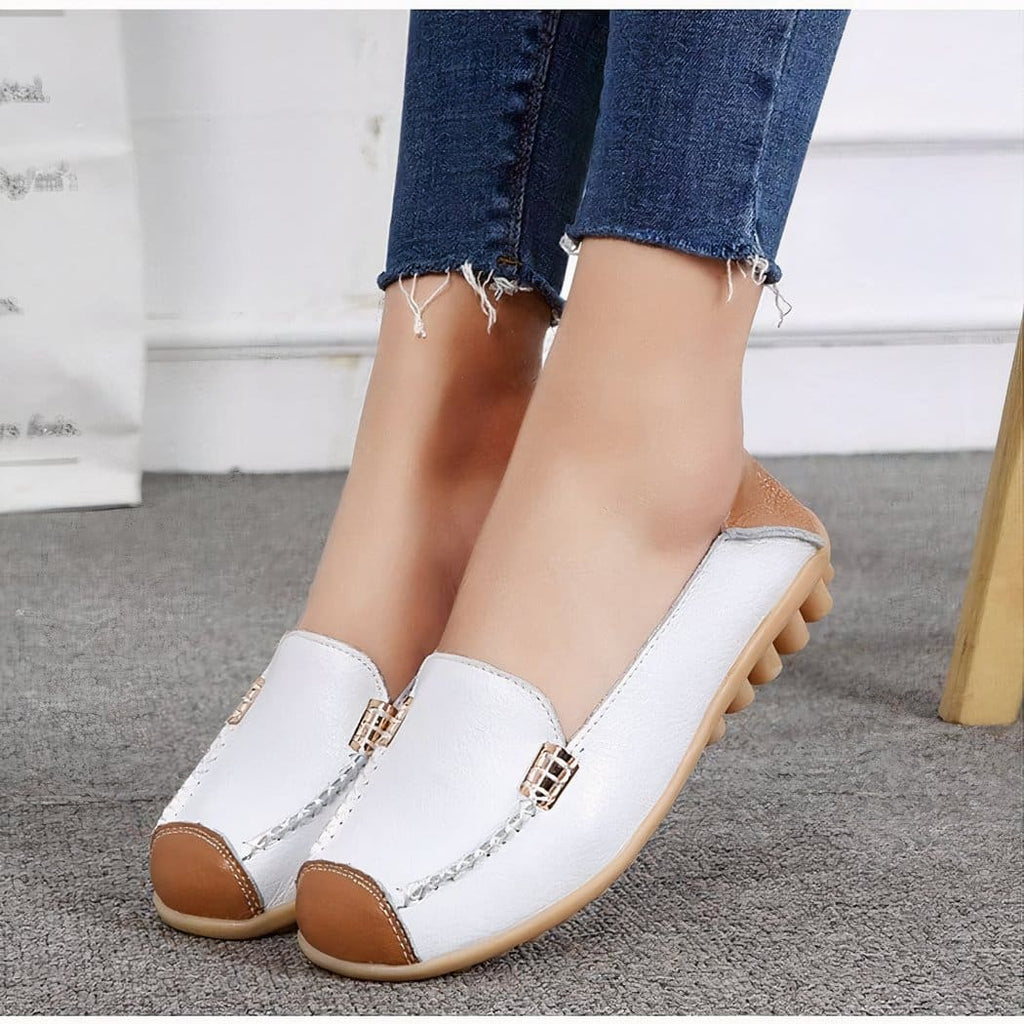 Soft two-tone leather-effect loafers