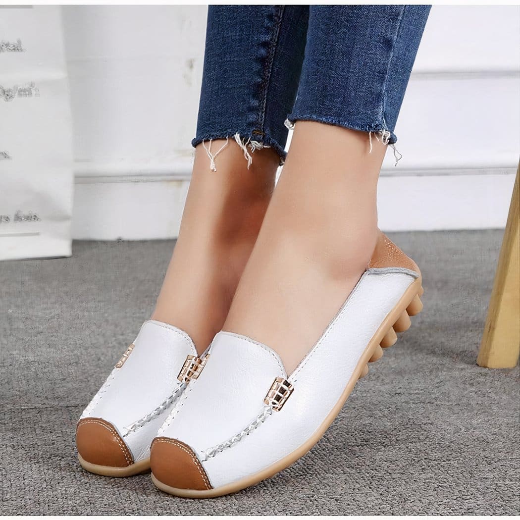Soft two-tone leather-effect loafers