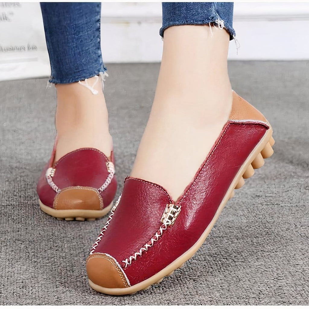 Soft two-tone leather-effect loafers