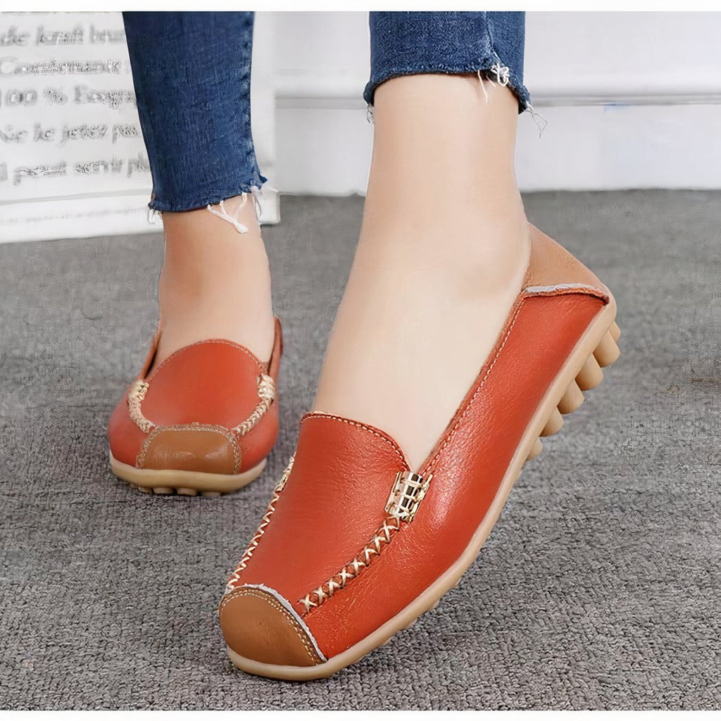Soft two-tone leather-effect loafers