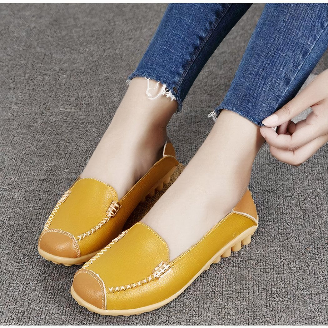 Soft two-tone leather-effect loafers