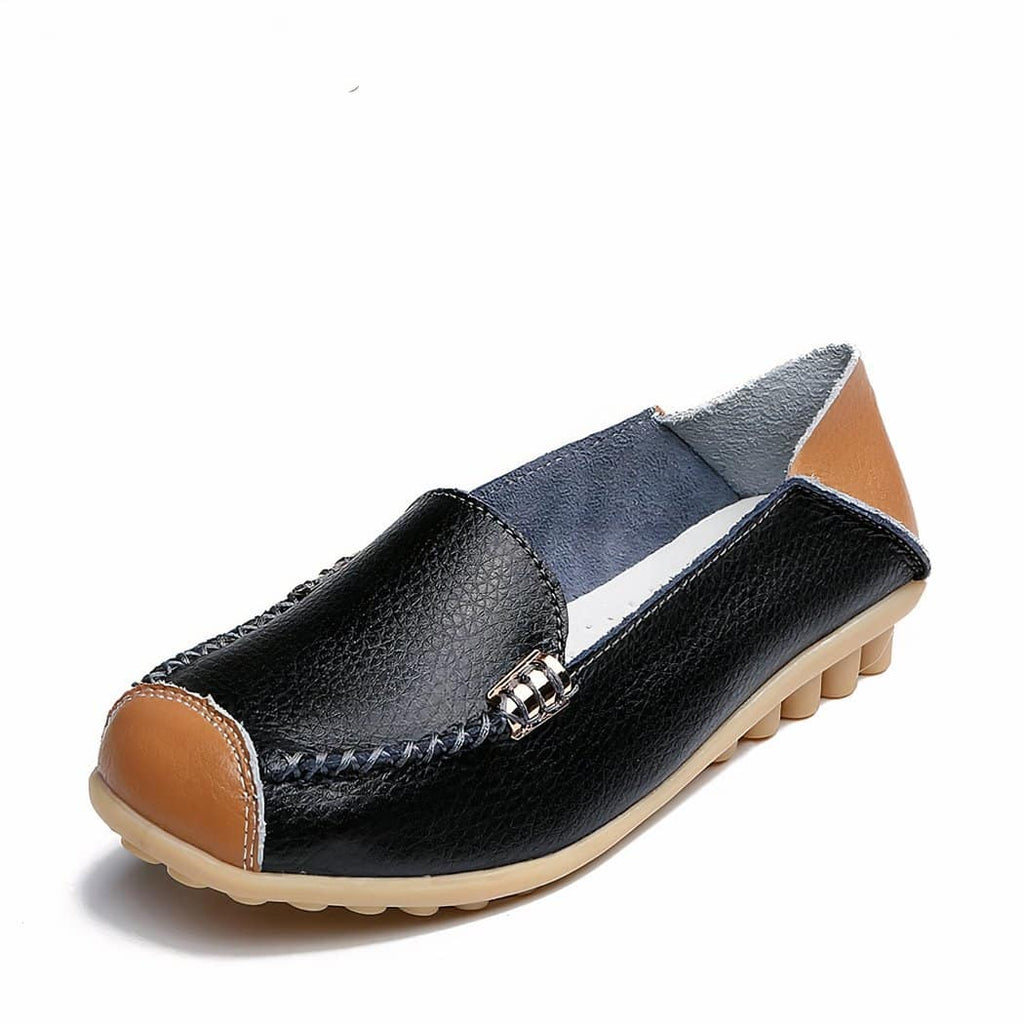 Soft two-tone leather-effect loafers