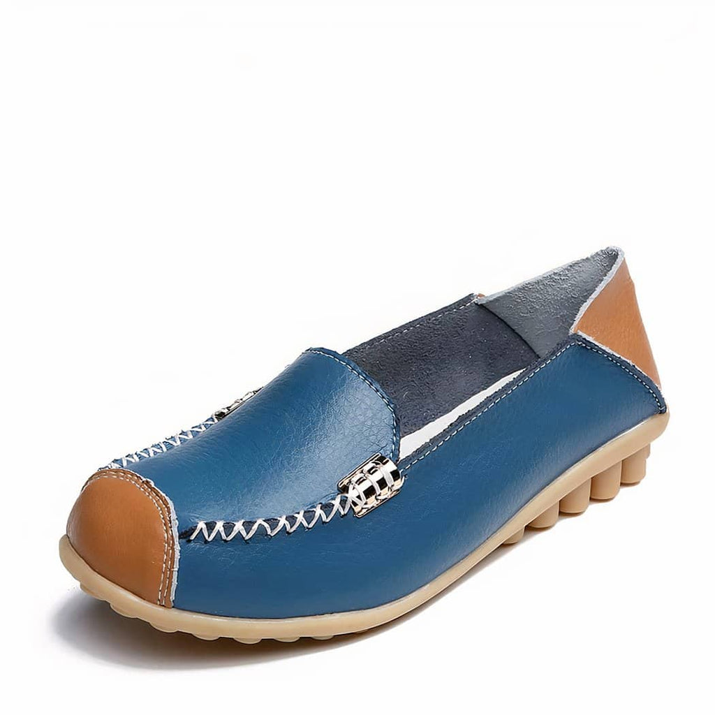 Soft two-tone leather-effect loafers