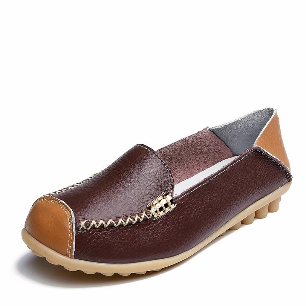 Soft two-tone leather-effect loafers
