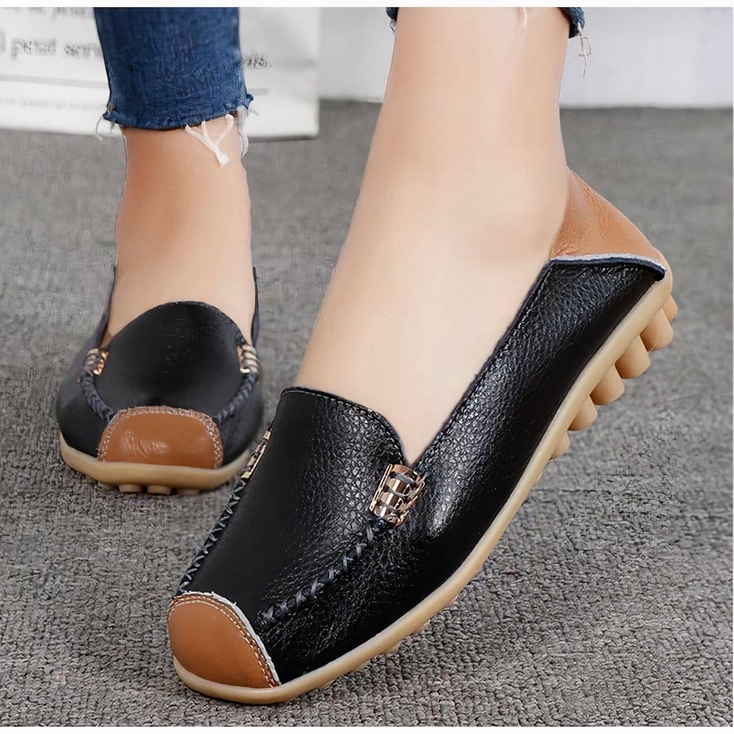 Soft two-tone leather-effect loafers