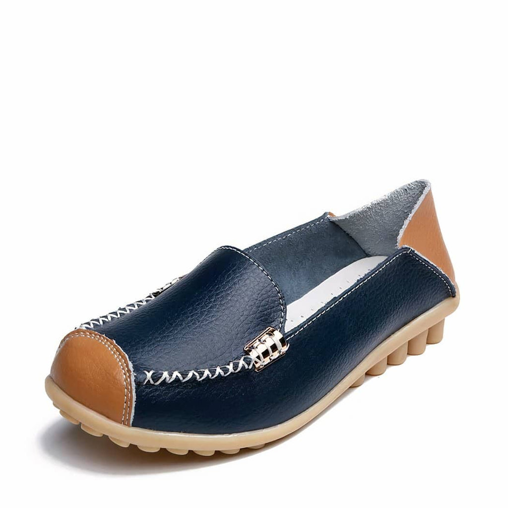 Soft two-tone leather-effect loafers
