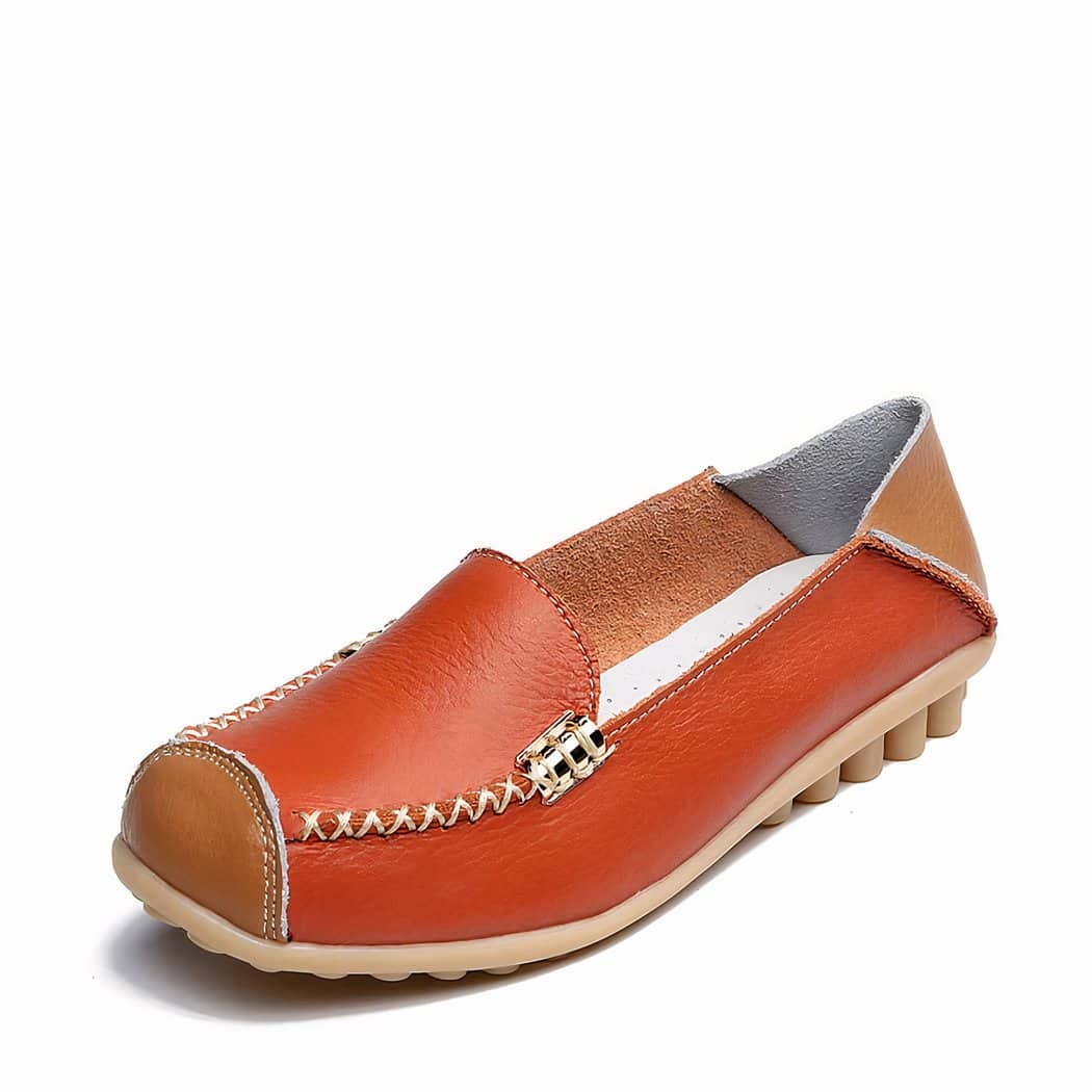 Soft two-tone leather-effect loafers