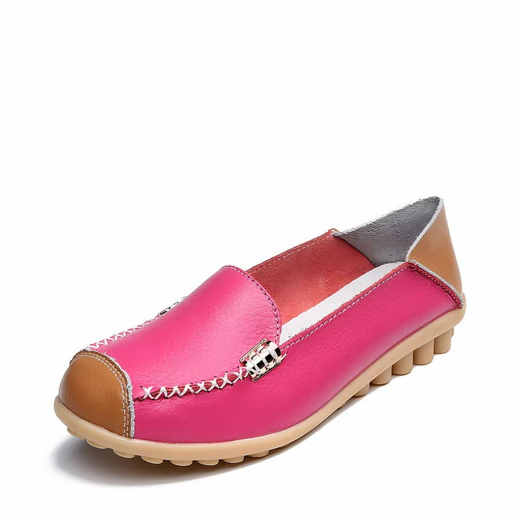 Soft two-tone leather-effect loafers