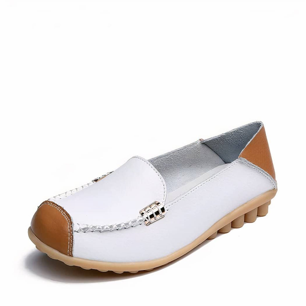 Soft two-tone leather-effect loafers