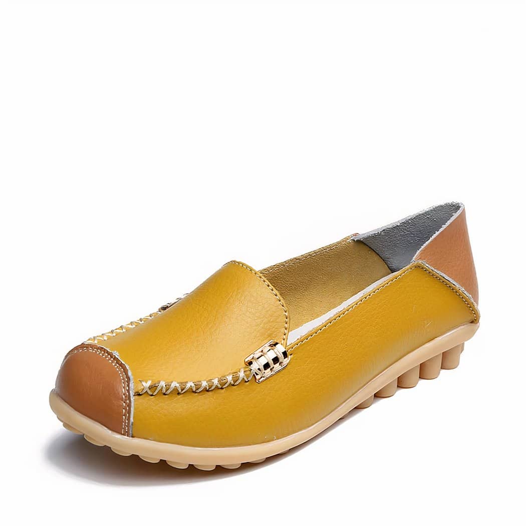 Soft two-tone leather-effect loafers