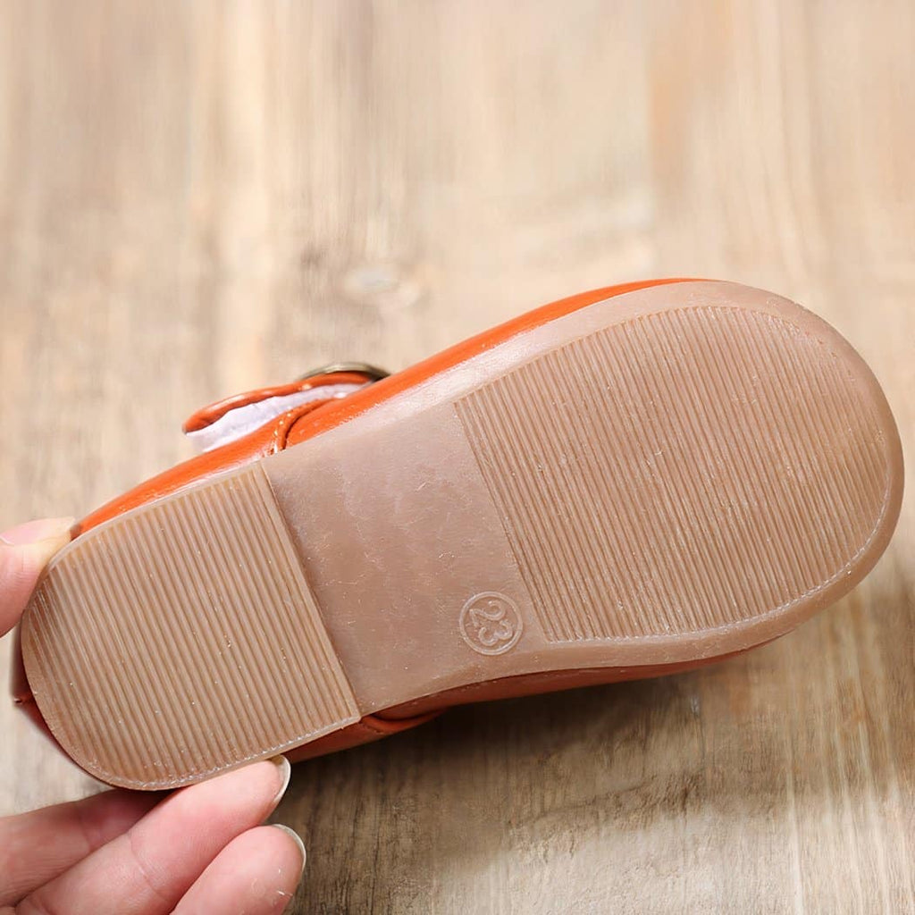 Solid vegan leather loafers for girls