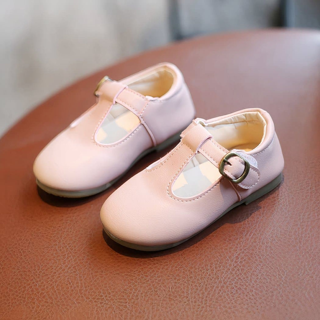 Solid vegan leather loafers for girls