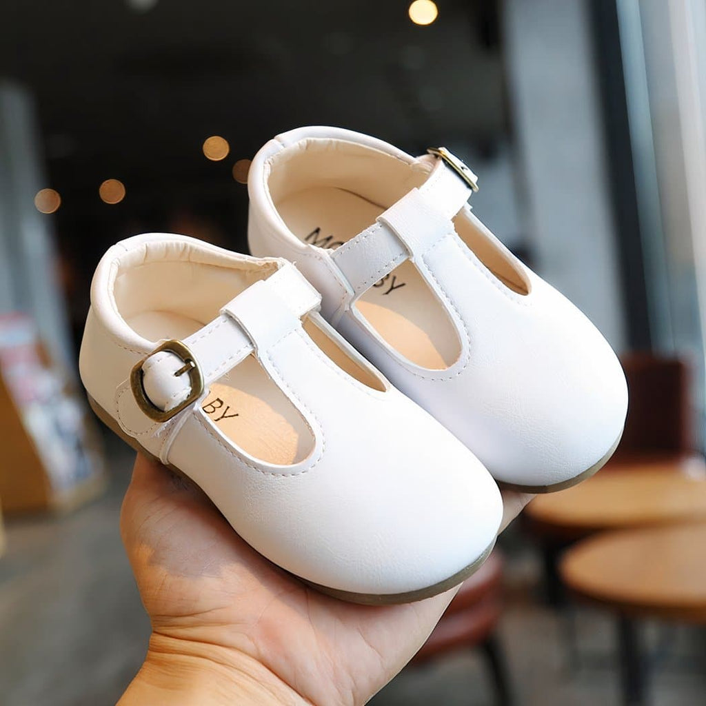 Solid vegan leather loafers for girls