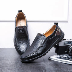 Sophisticated synthetic leather loafers for men, Black