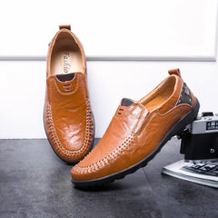 Sophisticated synthetic leather loafers for men, Brown