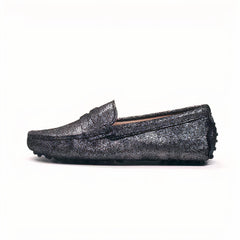 Spring-summer glitter loafers for women, Black