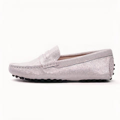 Spring-summer glitter loafers for women, White