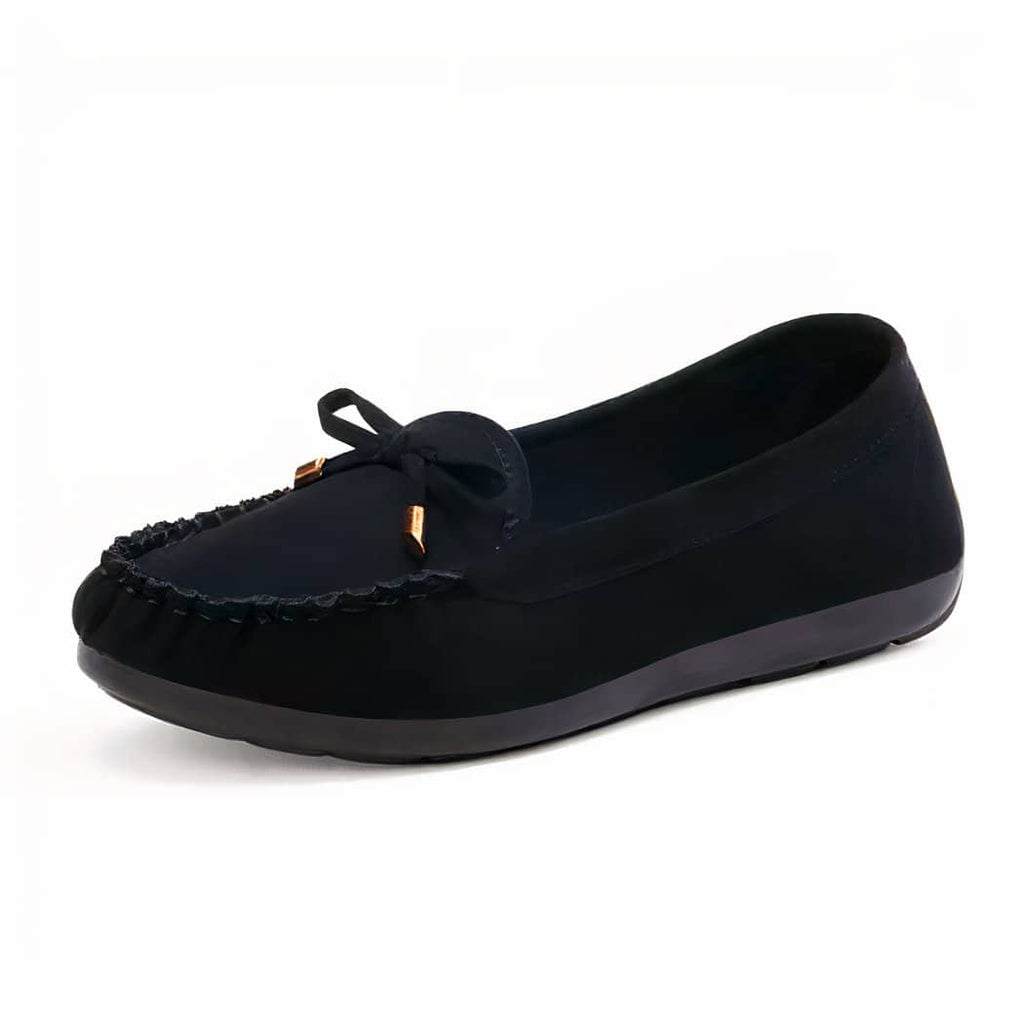 Suede loafers with bow for women