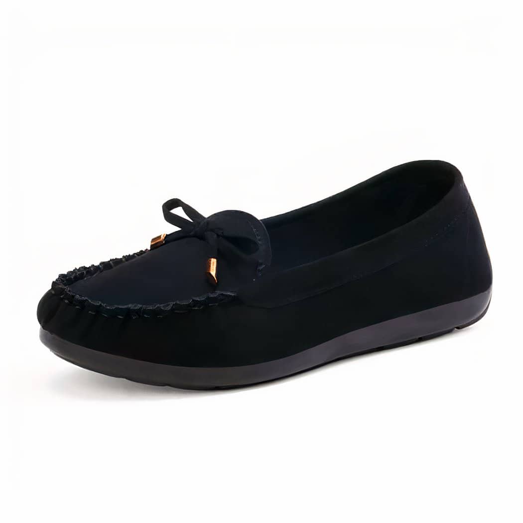 Suede loafers with bow for women