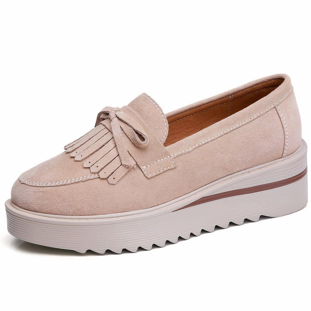 Suede loafers with wedge platform