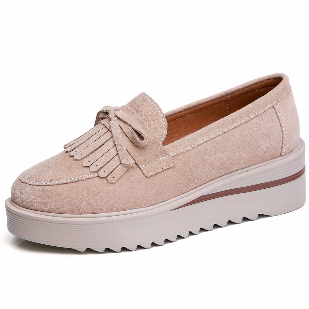 Suede loafers with wedge platform