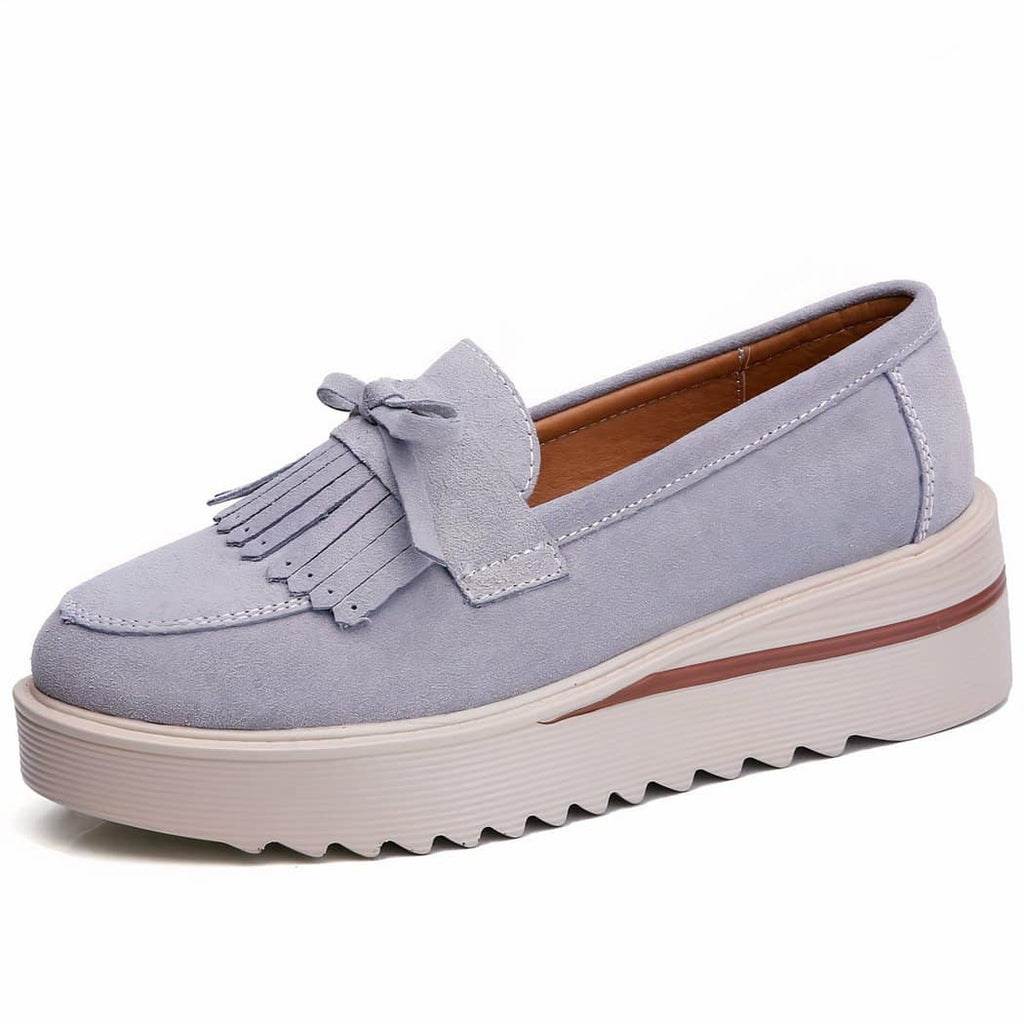 Suede loafers with wedge platform