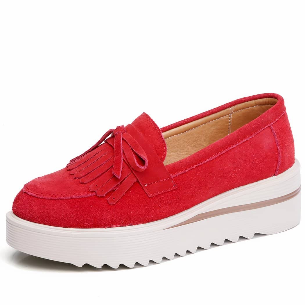 Suede loafers with wedge platform