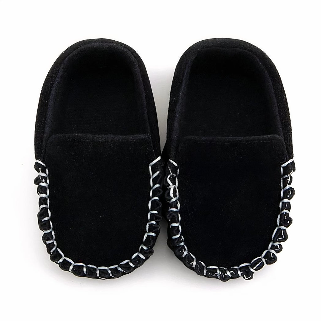 black suede baby moccasin