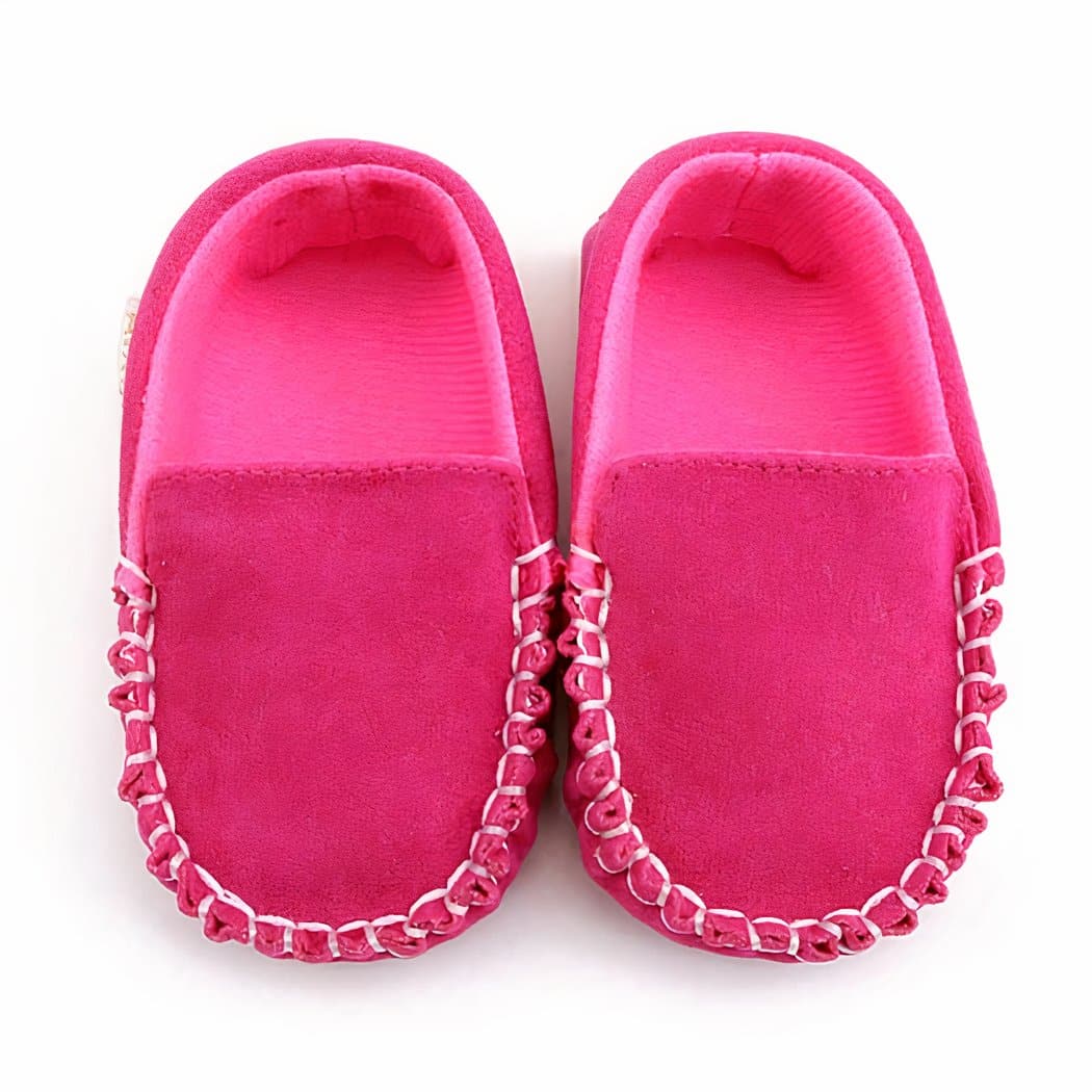 Synthetic suede moccasins for babies