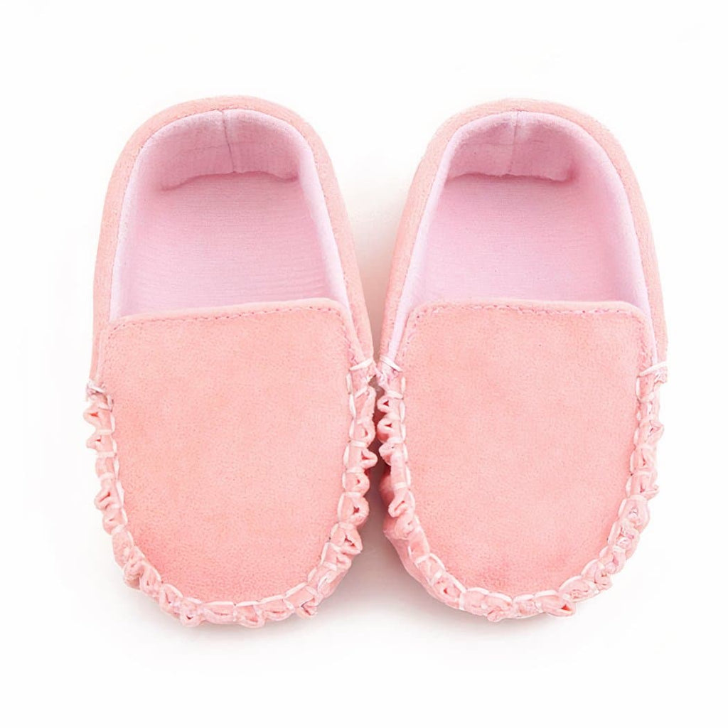 Synthetic suede moccasins for babies