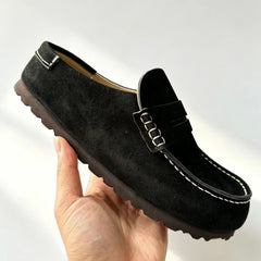 Suede Slip-On Clog Loafer, Black