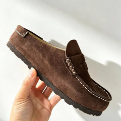 Suede Slip-On Clog Loafer, Brown