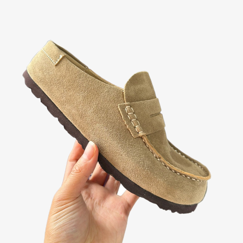Suede slip-on clog loafer, brown version, view 6