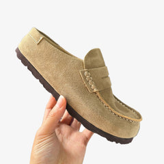 Suede Slip-On Clog Loafer, Sand