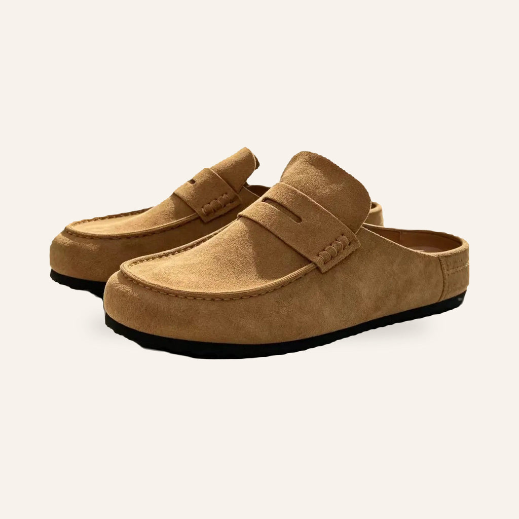Suede slip-on clog loafer, sand version, view 8