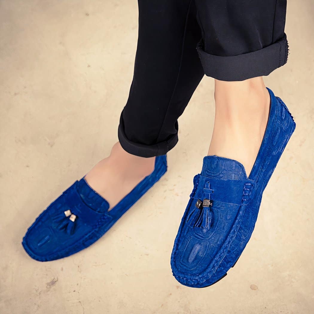 Suede tassel driving loafers for men