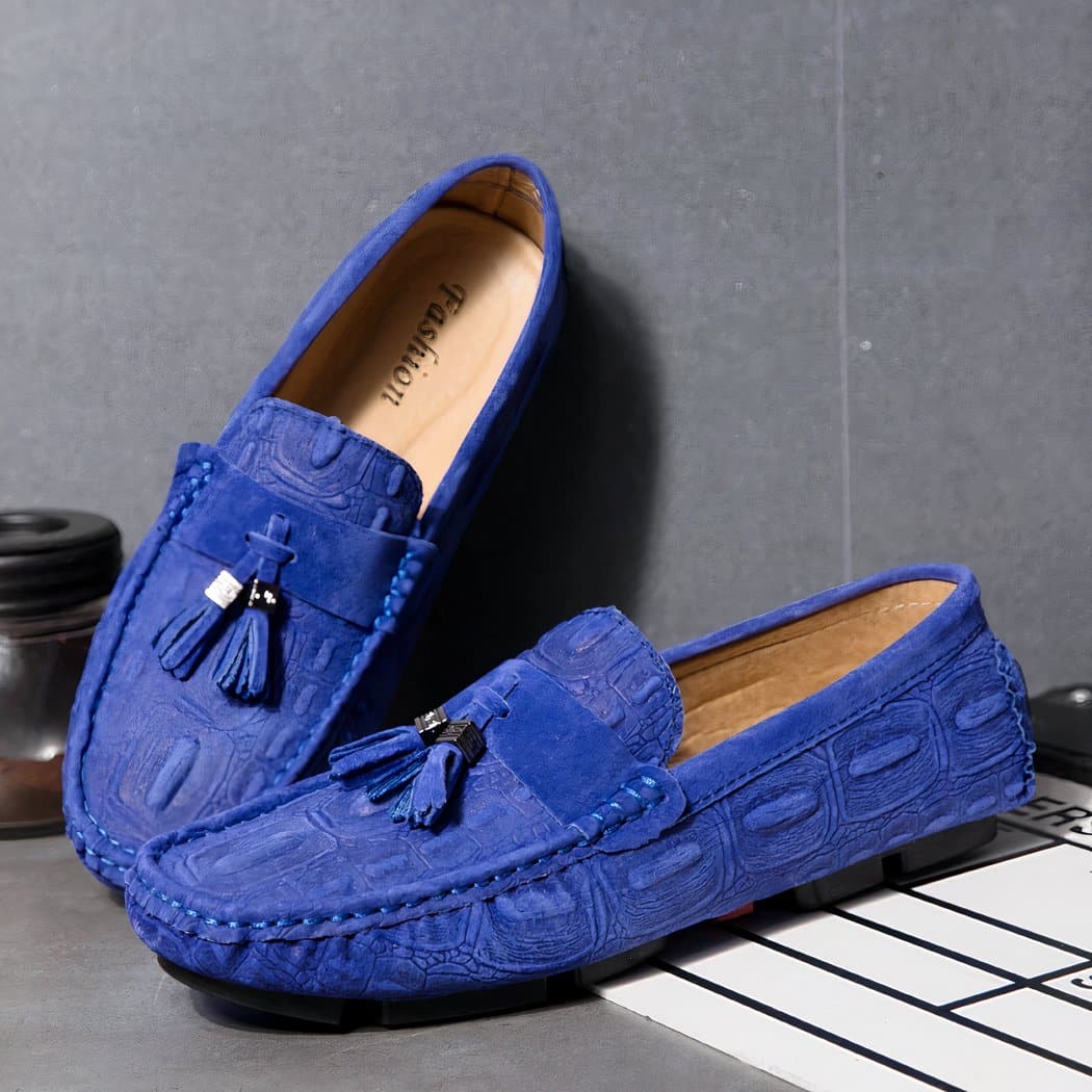 Suede tassel driving loafers for men