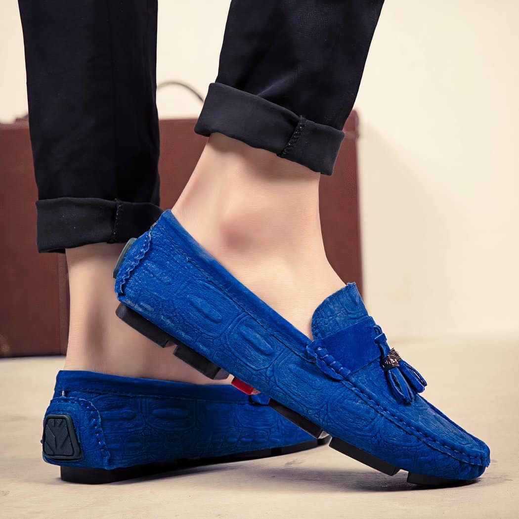 Suede tassel driving loafers for men