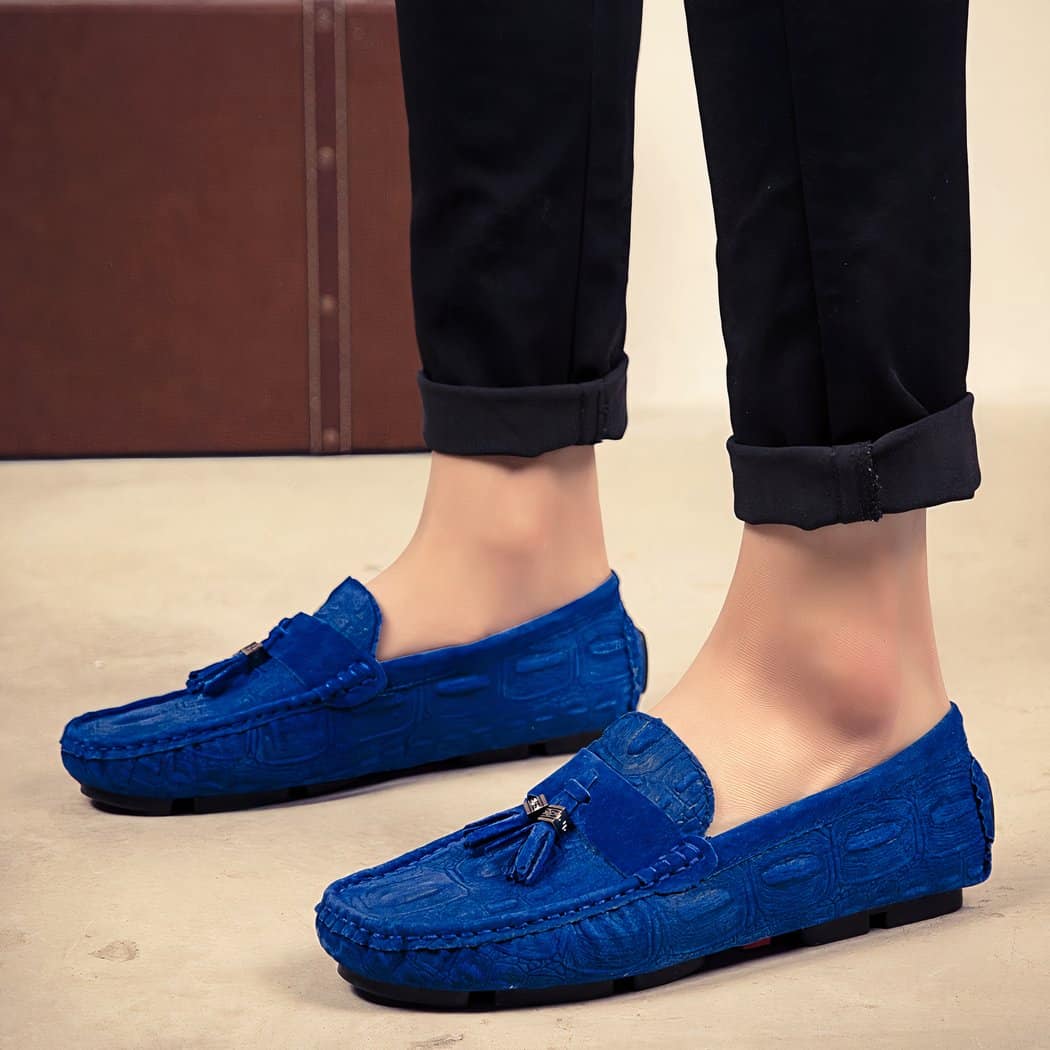 Suede tassel driving loafers for men