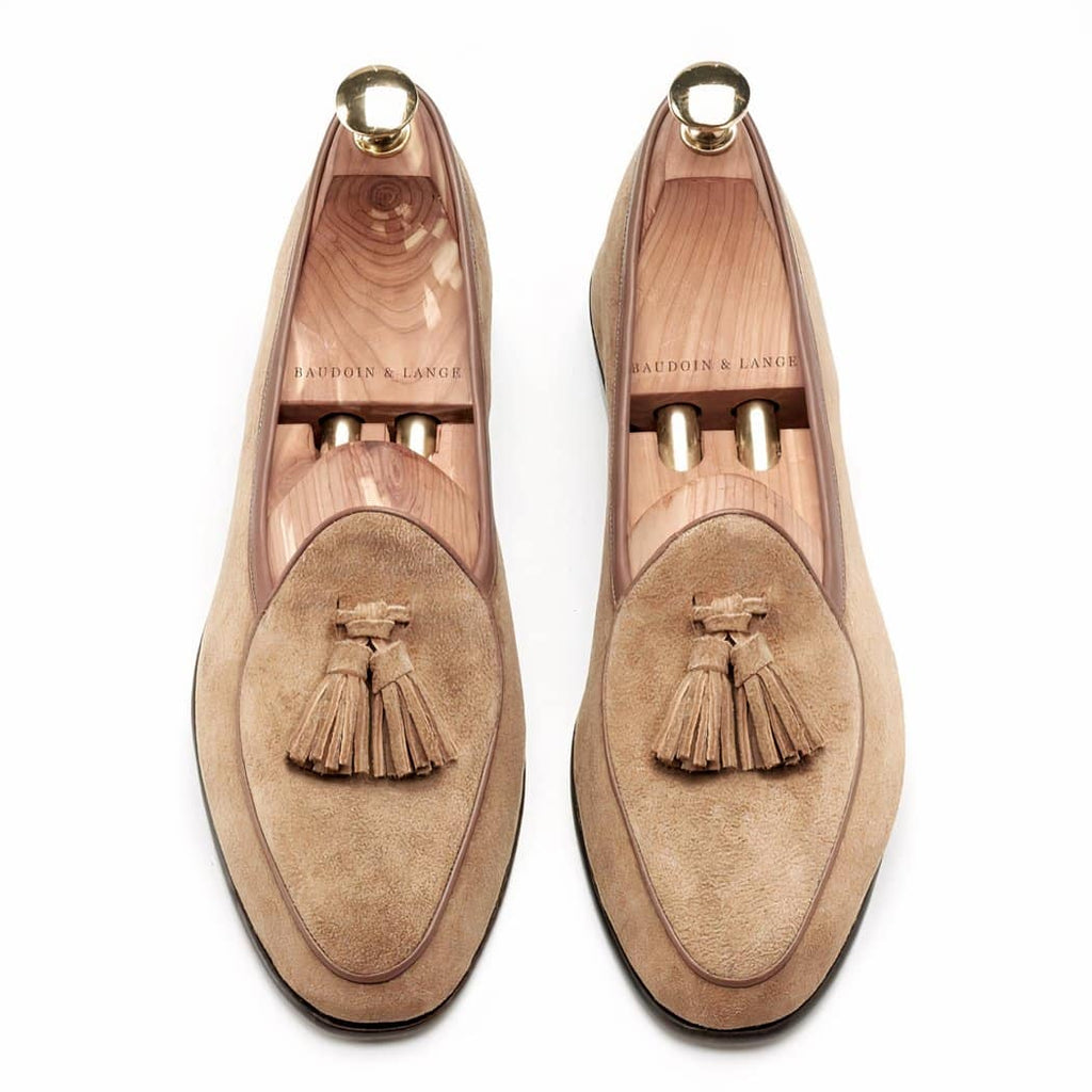 Suede tassel dress loafers for men