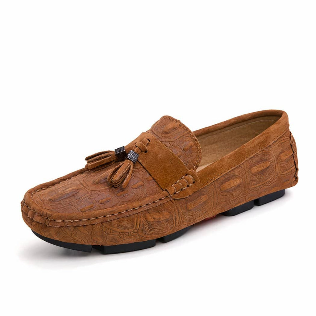 Suede tassel driving loafers for men