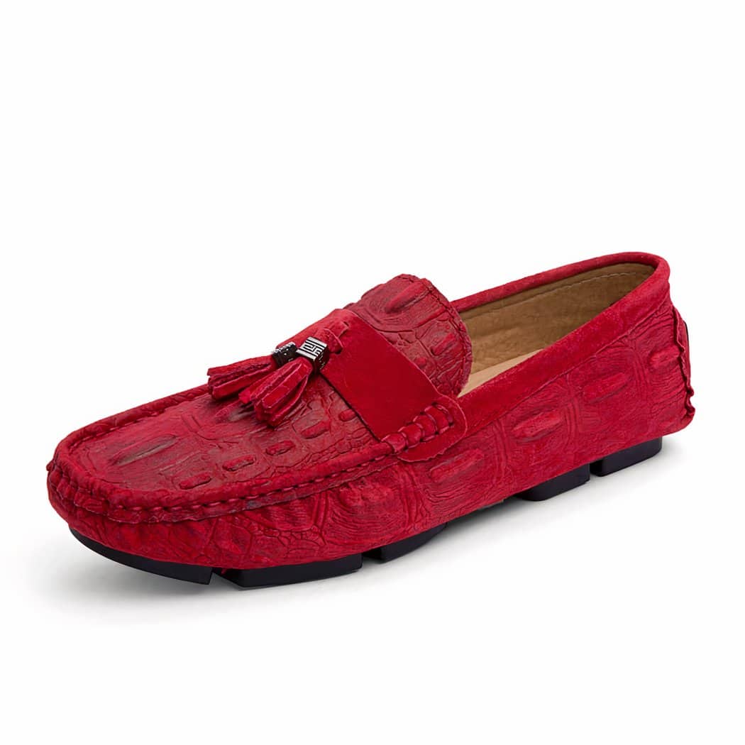 Suede tassel driving loafers for men